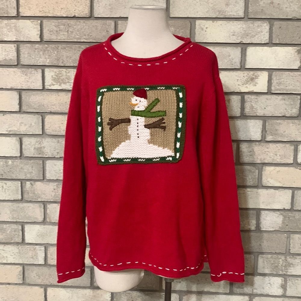 Vintage through the country door sweater large Christmas sweater snowman